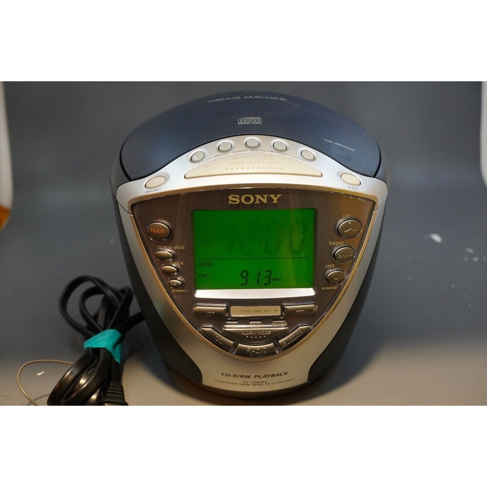 Sony Dream Machine ICF-CD843V Y2K CD Clock Radio AM/FM Tested Works Great